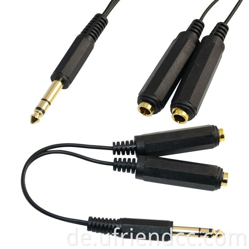 Stereo -Audiokabel 2 männlich 1 weiblich 6,35 mm Stereo-/Mono -Stecker Männlich zu Dual 1/4 "6,35 mm Jack Jack Female Splitteradapterkabel